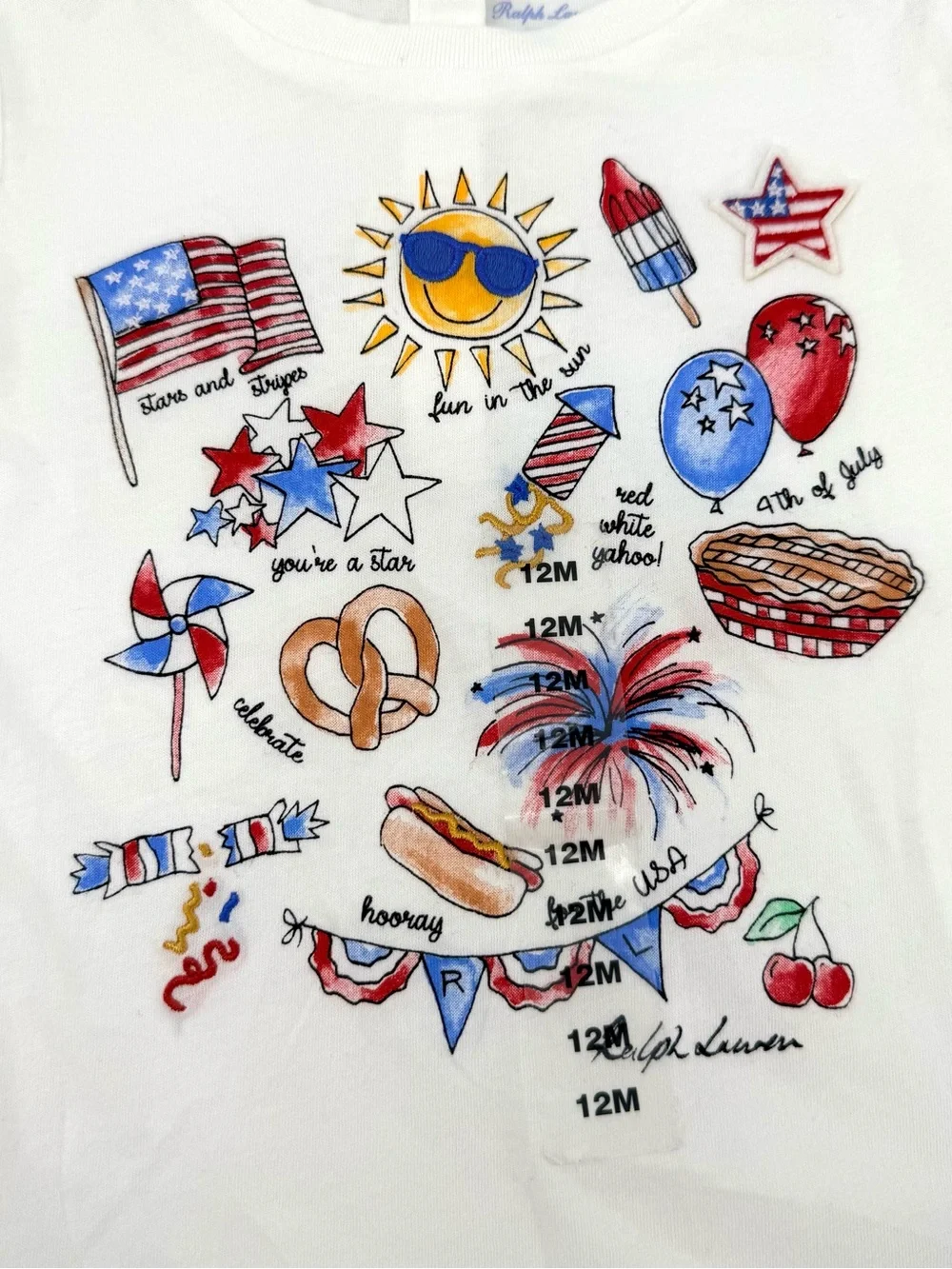 Ralph Lauren White Graphic Patriotic Summer Baby Shirt